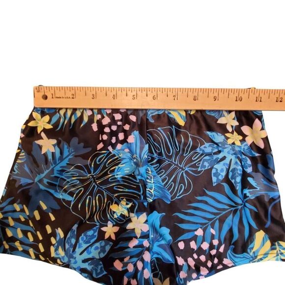 Hawaiian Print 2 Piece Swimsuit Long Sleeve Top With Boy Shorts Size XS - Picture 7 of 8